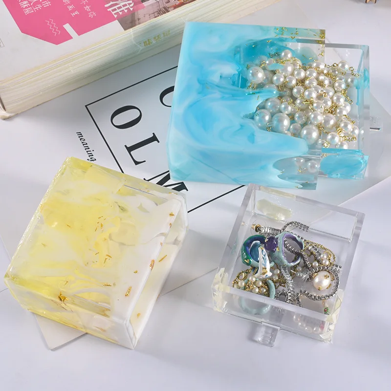 

DIY Crystal Epoxy Resin Mold Square Drawer Storage Box Silicone Mould