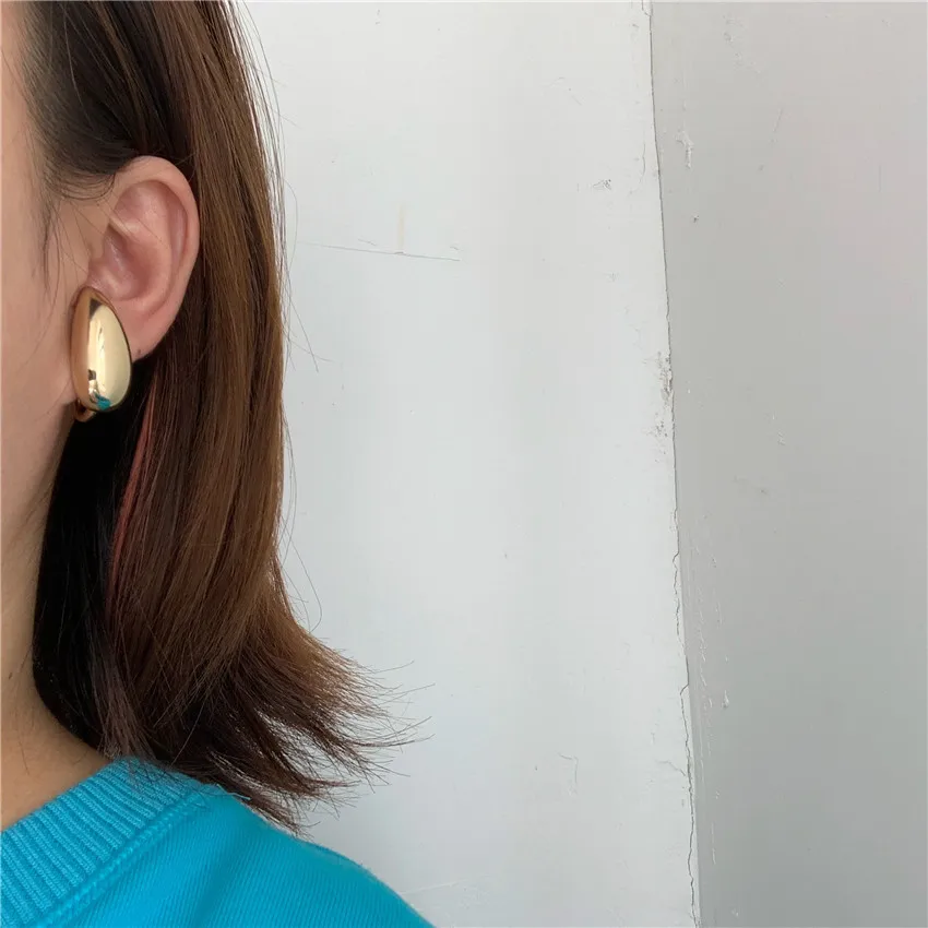 

Крупные супер большие геометрические металлические серьги-клипсы золотого и серебряного цвета без пирсинга для женщин корейские японские подвески ювелирные изделия для ушей