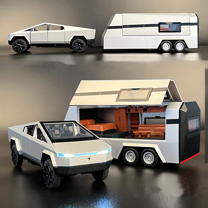 1/32 Tesla Cybertruck пикап-прицеп модель автомобиля из сплава Литые металлические