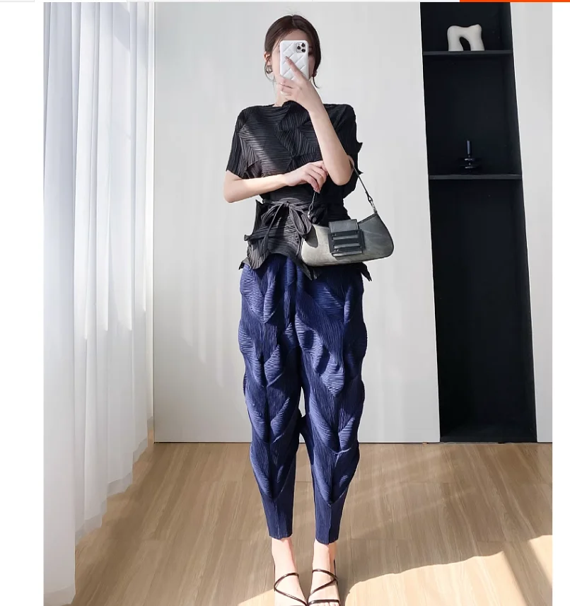 HOT SELLING Beauty fashion fold show thin fold  female foot trousers pencil pants  IN STOCK