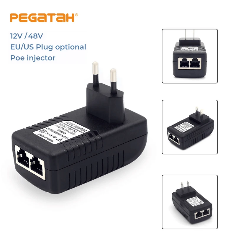 

100Mbps POE Injector 12V/15V/24V/48V EU US Plug For IP Camera POE Power Ethernet Adapter CCTV Camera