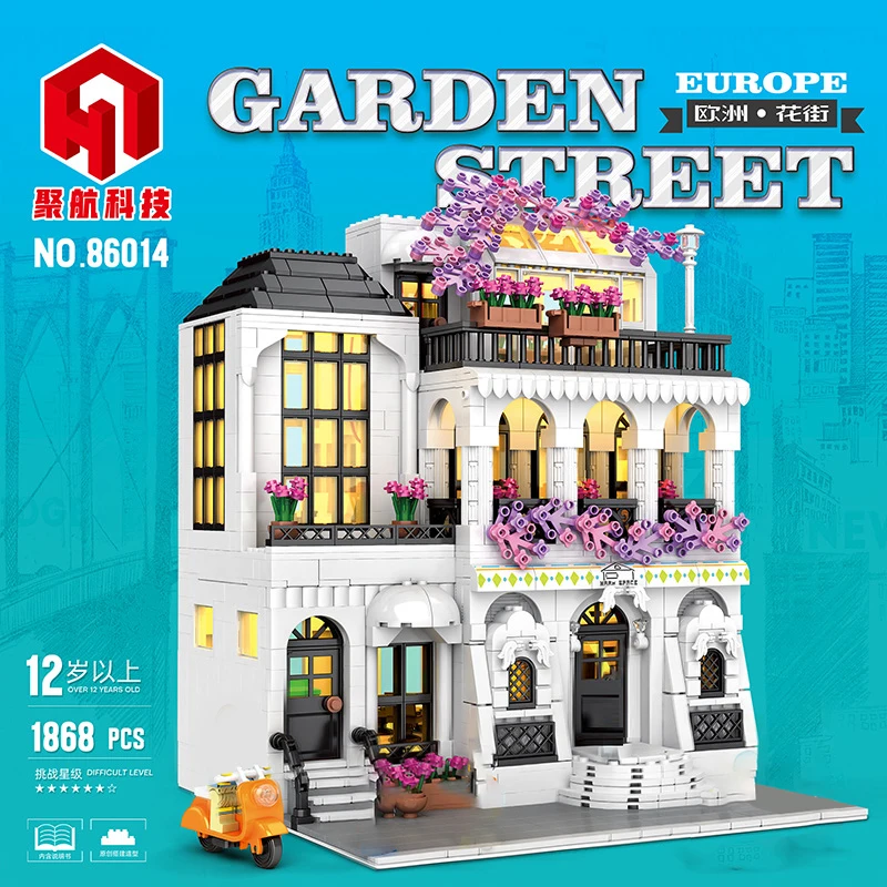 

In Stock Street View City Series Europe Style Building Garden Villa Building Blocks 1868pcs Bricks Education Toy Gift