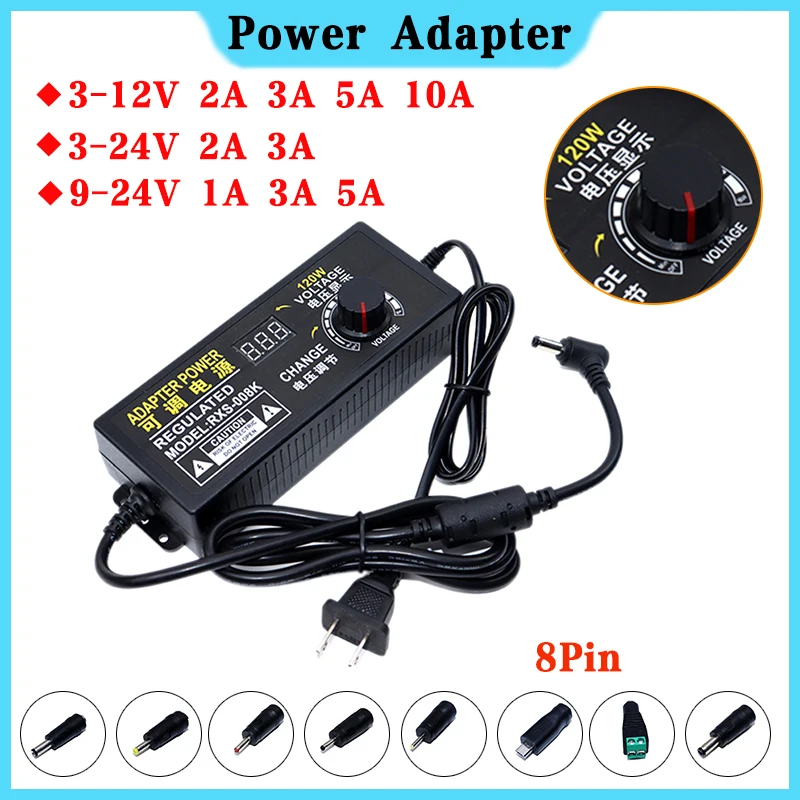 

Adjustable AC To DC Power Supply 3V 5V 6V 9V 12V 15V 18V 24V 1A 2A 5A 10A Power Supply Adapter Universal 220V To 12V Volt Adapte