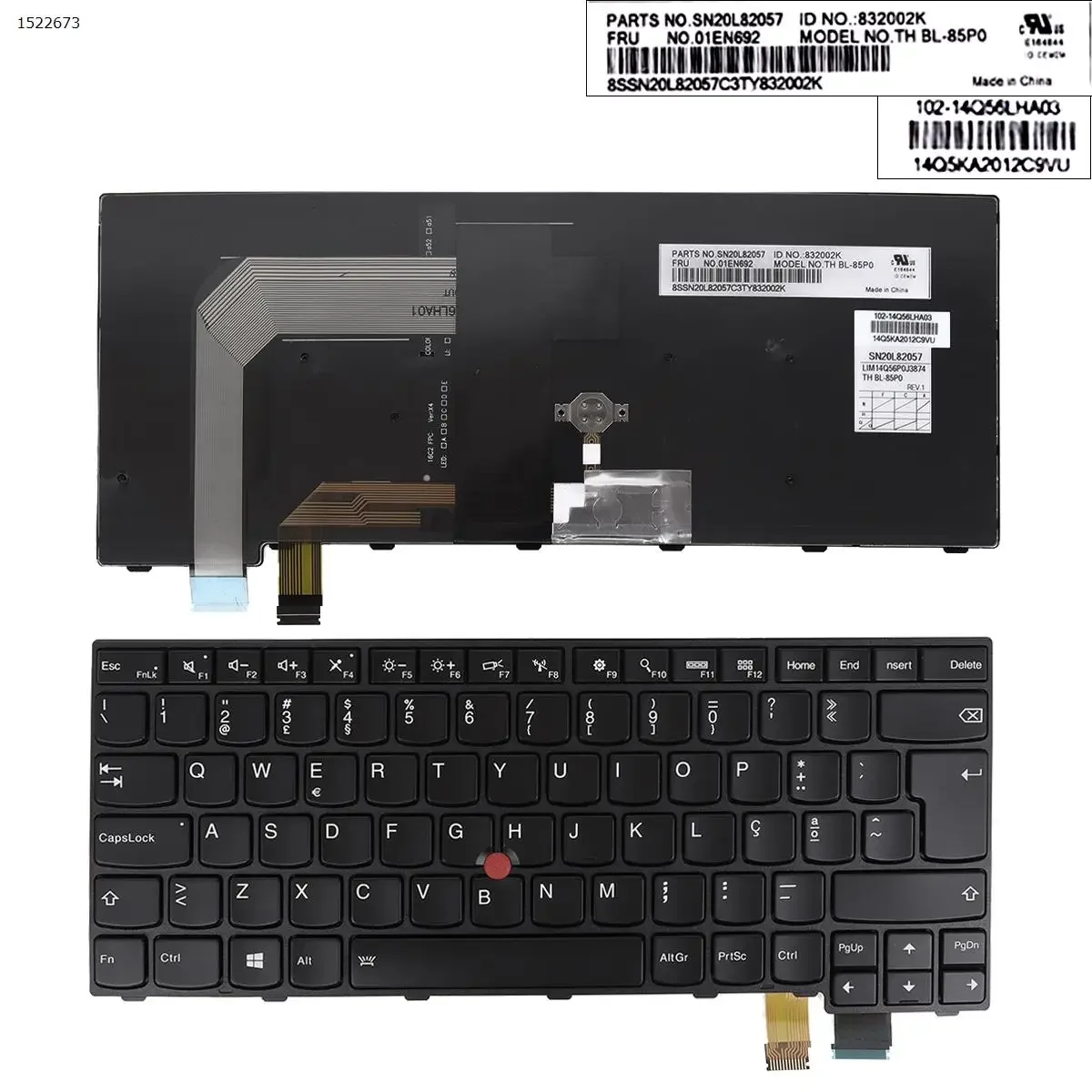 

PO Laptop Keyboard for ThinkPad T460S T470S T460P T470P 13 Gen 2 Type 20J1 20J2 BLACK FRAME BLACK Backlit
