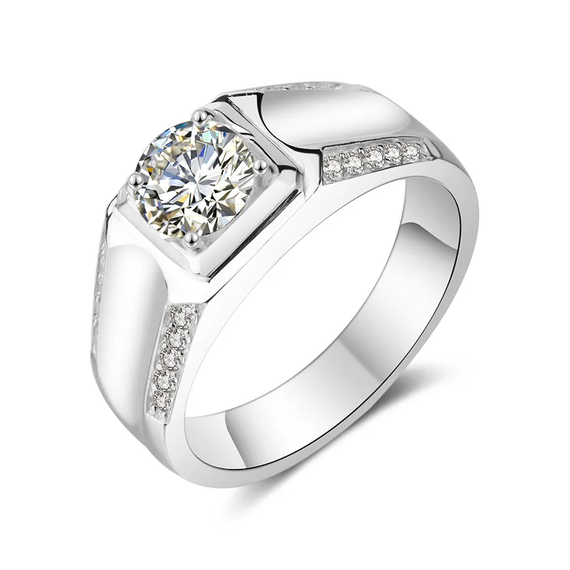 

Mjz014 мужское кольцо с платиновым покрытием и бриллиантом 1,25 карат, деловое мужское кольцо из белой меди