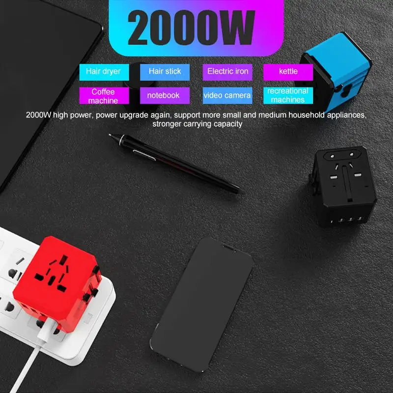 

universal travel power charger sockets 4U + Type-C PD USB All in one charger Plug Power Socket adapter for travel with EU US UK