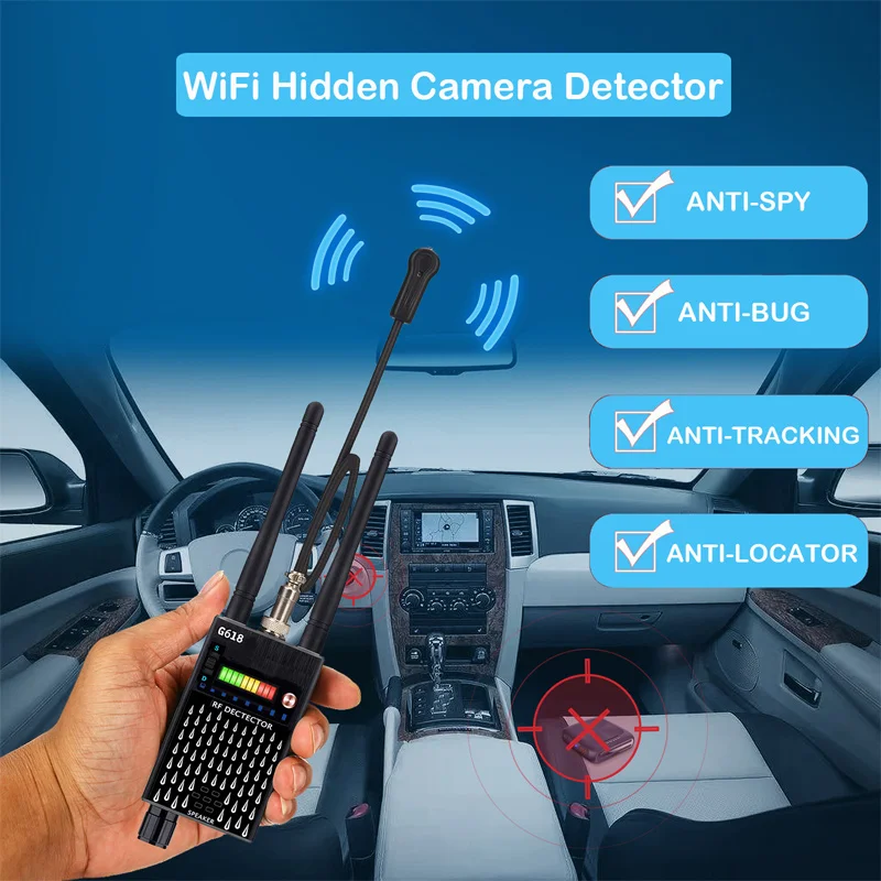 

G618W GPS Magnetic Detector WiFi Camera Omnipotent Detector Anti-eavesdropping Surveillance Monitoring signal Search Positioning