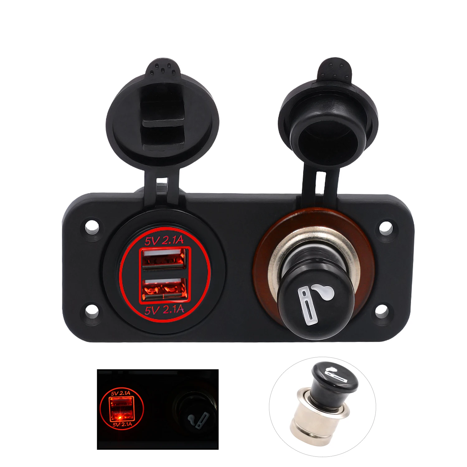 

Car Dual Usb Charger Cigarette Lighter 12v Power Socket Splitter Cell Phone Plug Camper Automotive Boat Recessed Adapter Outlet