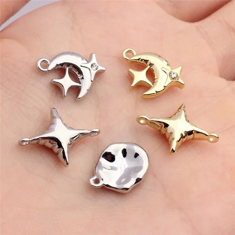 

50pcs/lot geometry moon stars irregular ovals shape alloy floating locket charms diy jewelry earring/necklace pendant accessory
