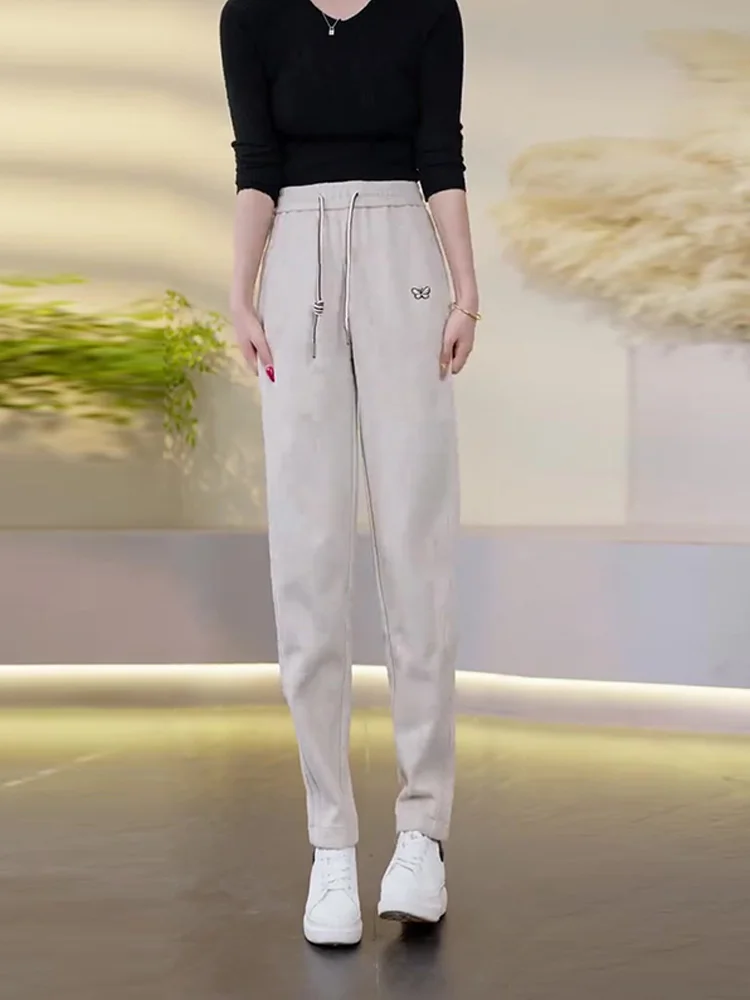 Спортивные штаны больших размеров женские осенне-зимние 2024 новые маленькие