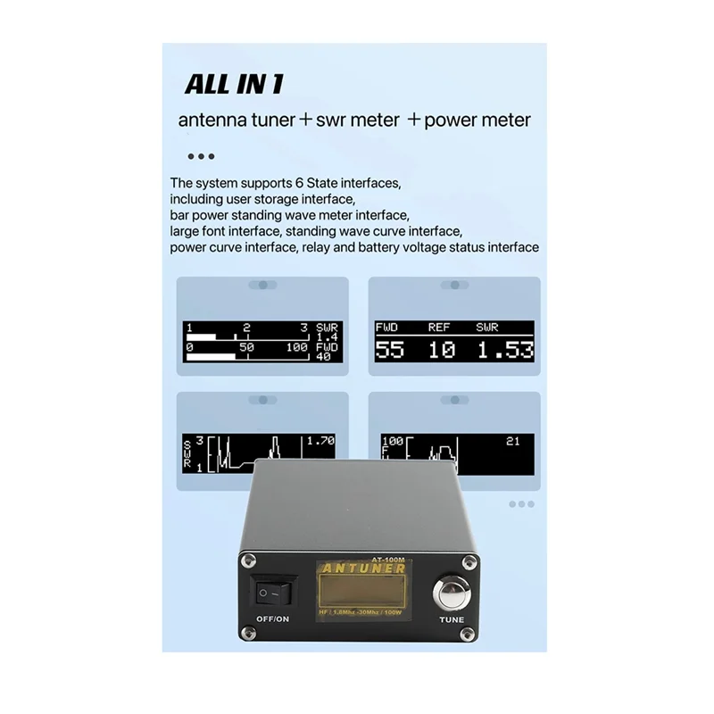 Универсальная антенна ATU-100 + SWR Meter 2 в 1 для HF Radio USDX G1M FT-818 817