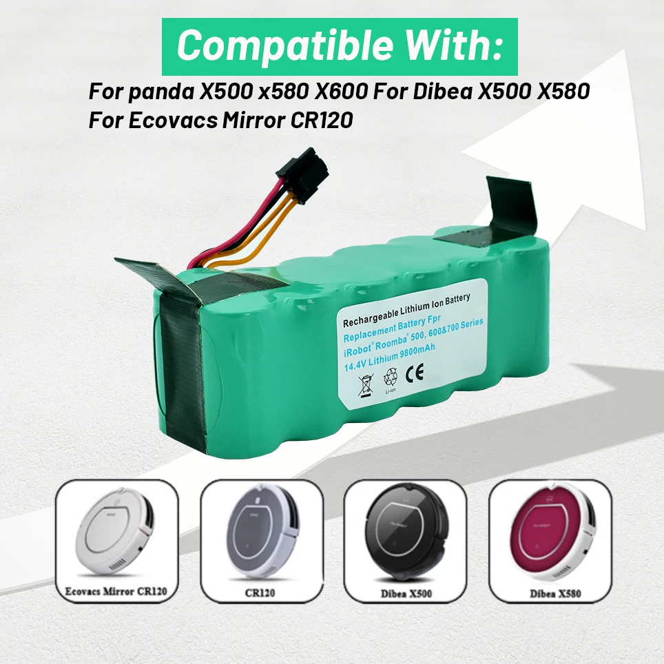 Фото Аккумулятор для робота-пылесоса Kitfort KT504 Haier T322 T321 T320 T325/Panda X500 X580/Ecovacs Mirror CR120/Dibea X500 X580 №4