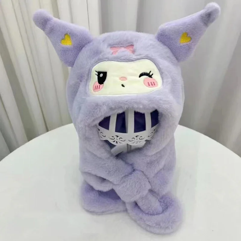 Sanrio Kuromi детский плюшевый шарф шапка милый косплей вечерние аниме милая зимняя