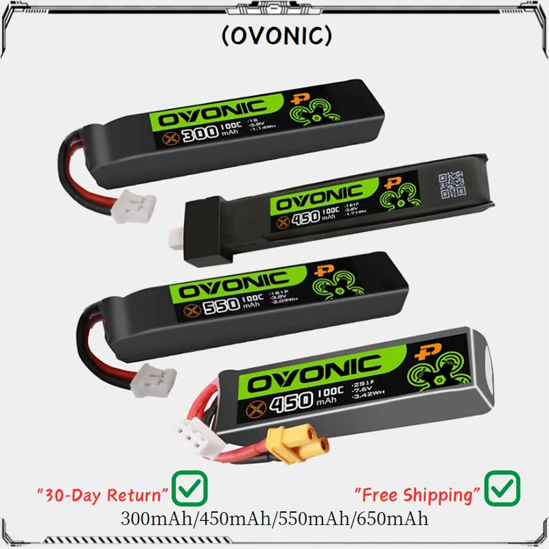 OVONIC 1S 2S Lipo аккумуляторы 300/450/550/650 мАч для дрона RC FPV
