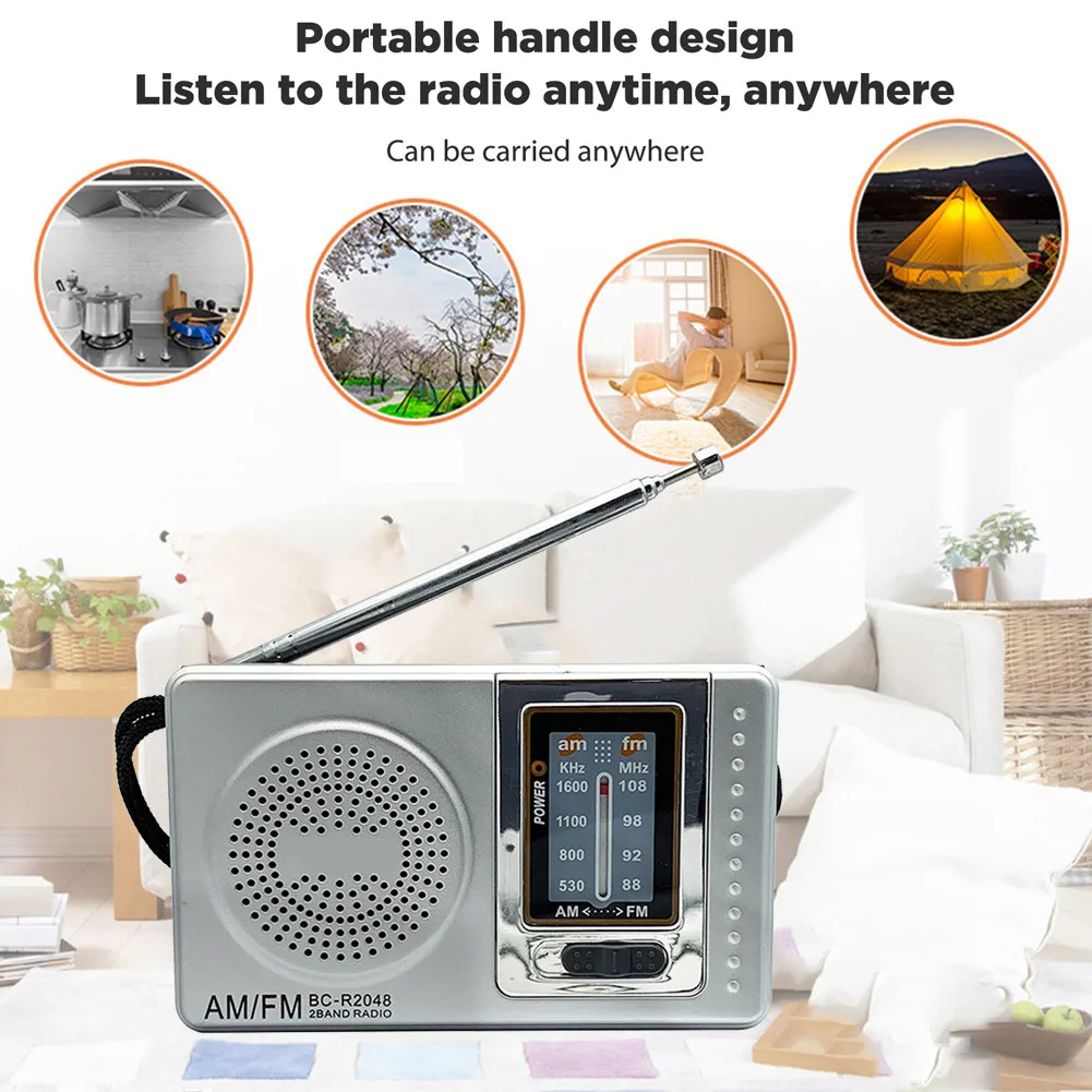 

Telescopic Antenna Battery Powered Mini Multifunctionl AM FM Radio Portable Pocket Stereo Radio for Elder High Sensitivity Radio