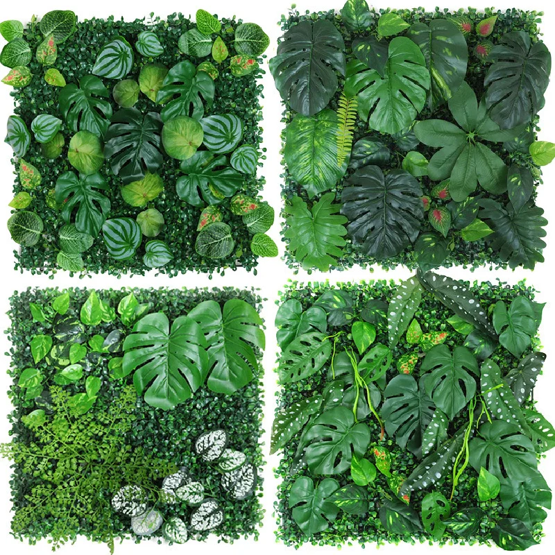 

50x50CM 3D Artificial Plant Wall Panel Plastic Outdoor Green Lawn DIY Home Decor Wedding Backdrop Garden Grass Wall Flower Wall