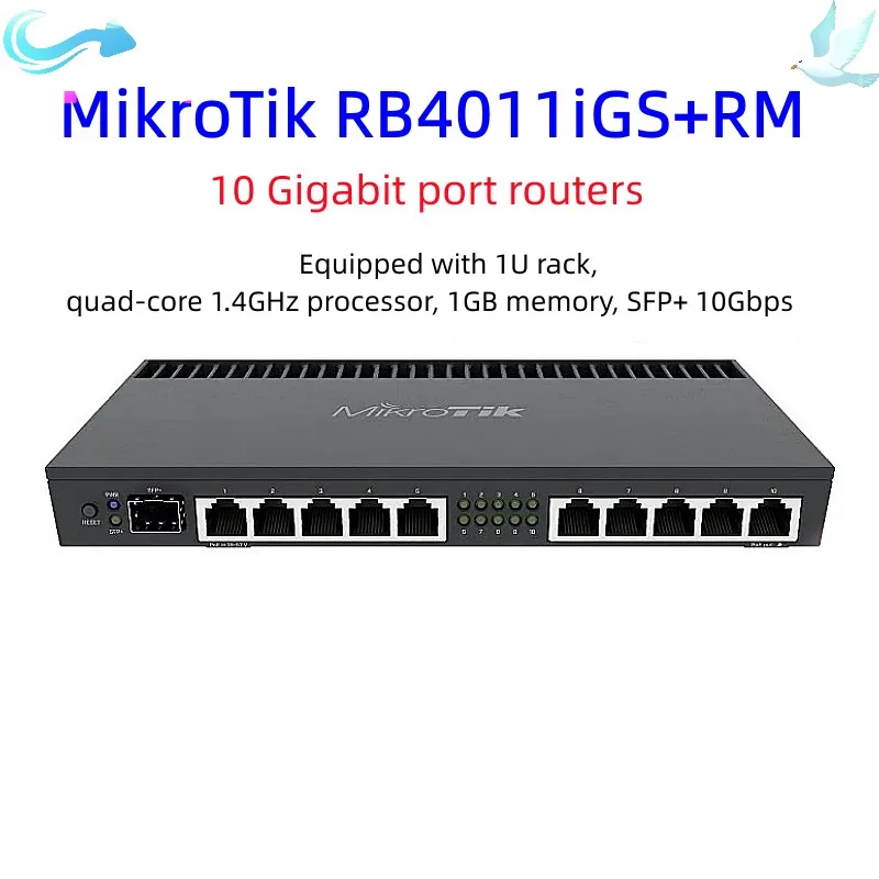 

Mikrotik RB4011iGS + RM 1U стойка 10xgigabit порт SFP + четырехъядерный процессор 1,4 ГГц гигабитная Проводная операционная система маршрутизатора l5