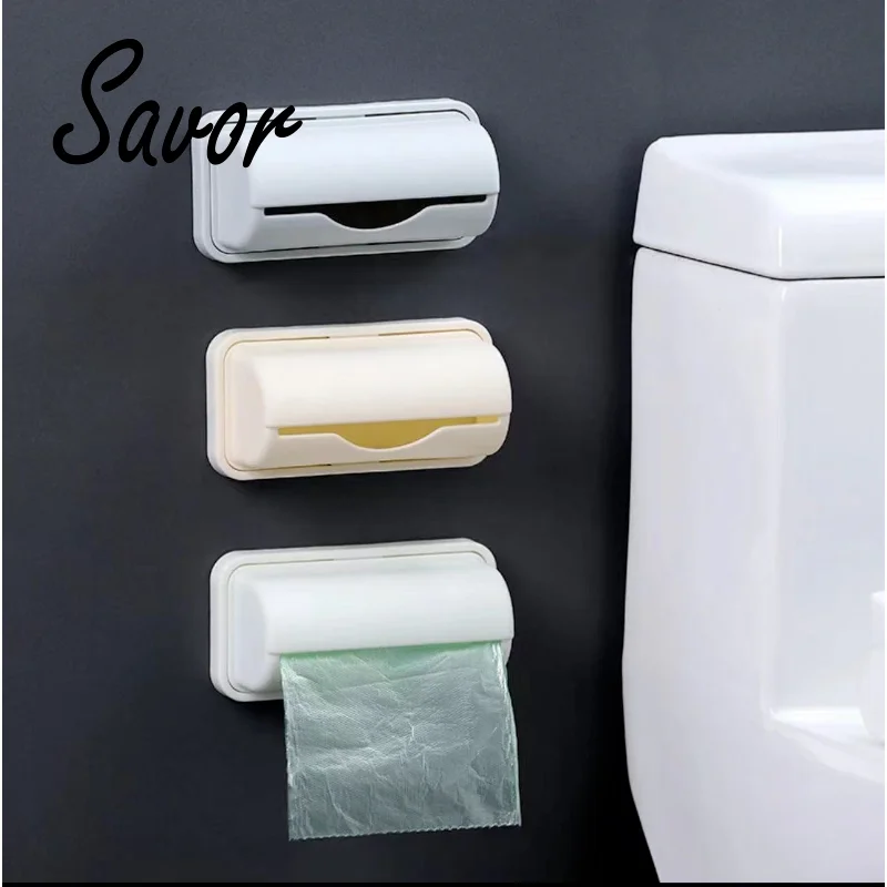 

Wall Mount Garbage Bag Dispenser Kitchen Plastic Bag Storage Container Trashbag Organizer Home Garbage Bag Container No-punch