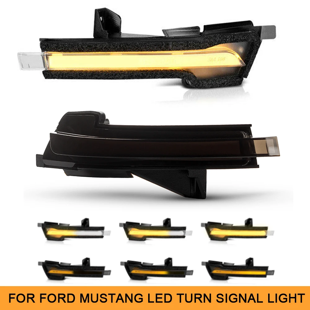 2Pcs Car Side Rearview Mirror Turn Signal Indicator LED Light For Ford Mustang 2015-2021 Dynamic Amber