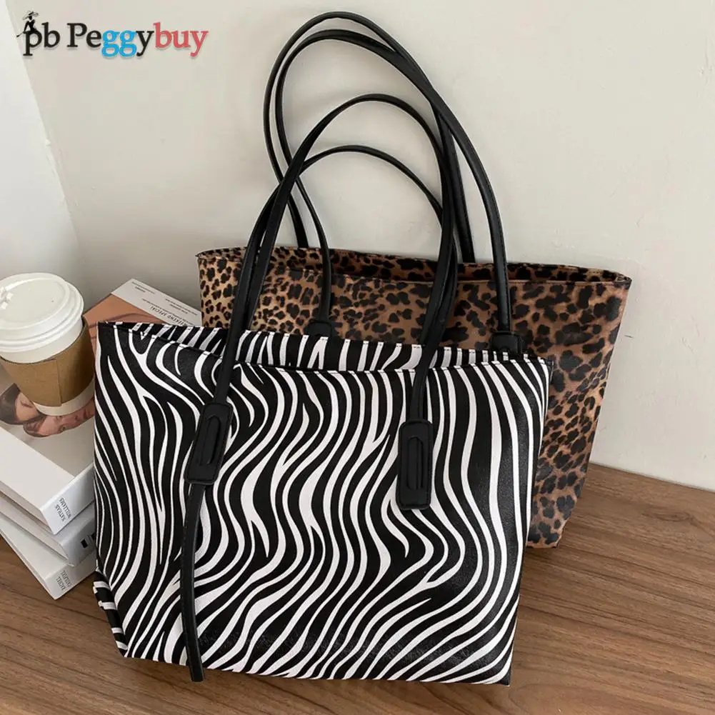 

Модные сумки на плечо из искусственной кожи с животным узором из камней, женские повседневные вместительные сумки-тоуты для покупок с ручка...