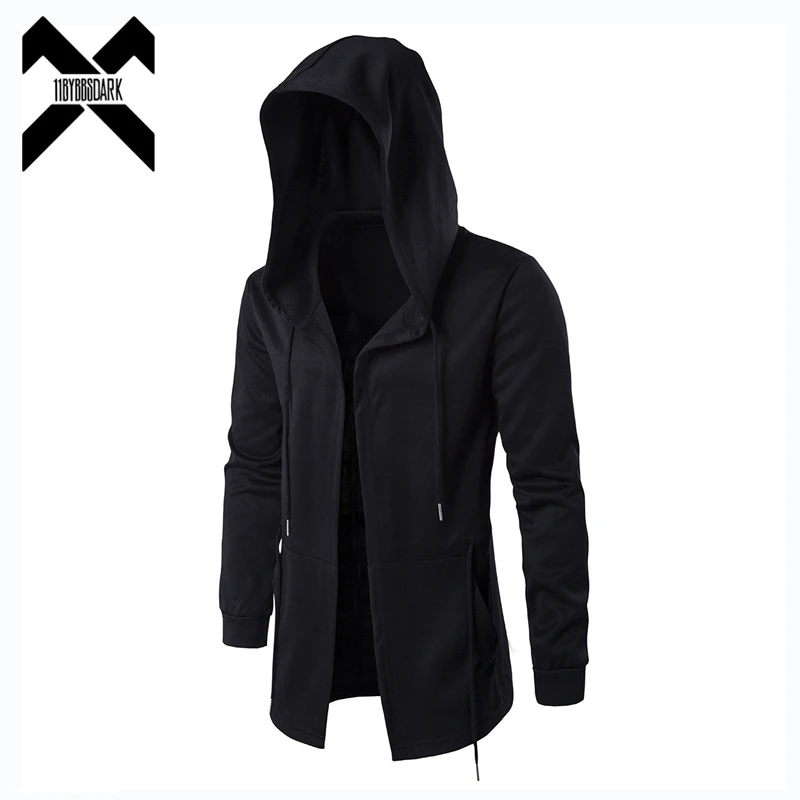 

Black Hooded Wizard Coat Jacket Windbreaker Men Function Hoody Jacket Trench Punk Hip Hop Streetwear Techwear