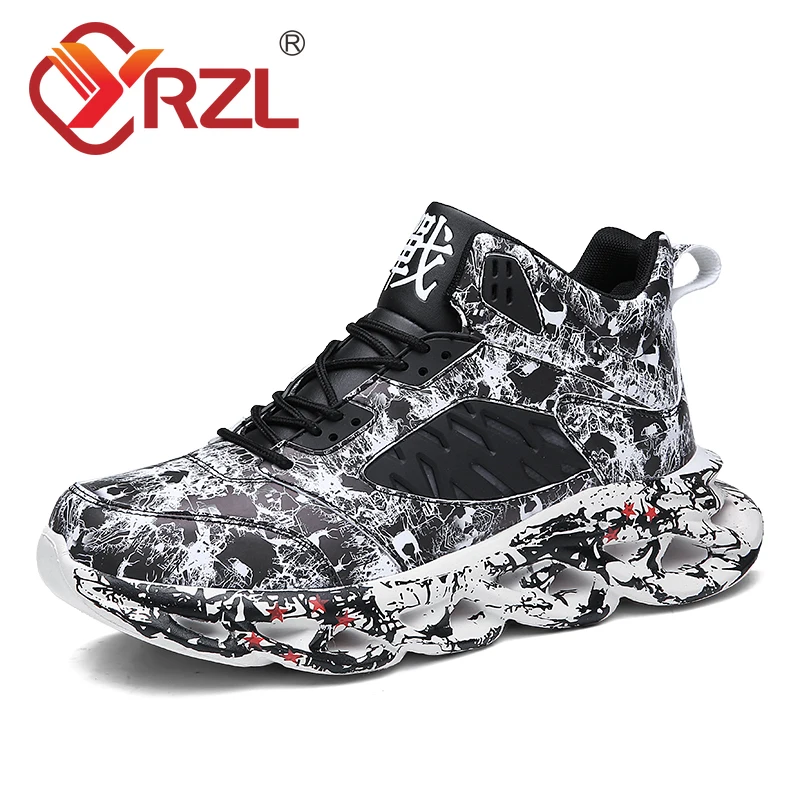 

YRZL Sneakers Men Breathable Running Sports Shoes Thick Sole Heighten Street Graffiti Athletic Shoes Size 46 Sneakers Men