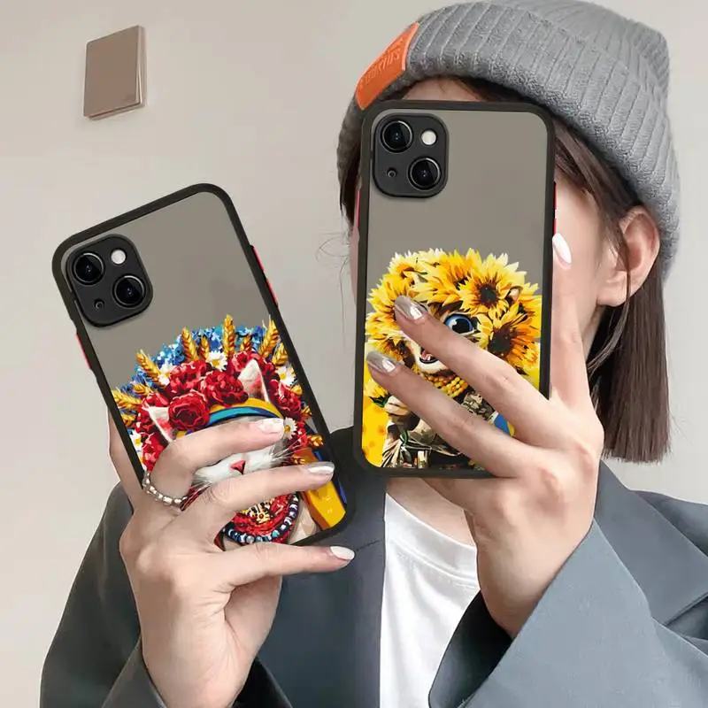 

Ukraine Flag Pattern Phone Case for iPhone 14 11 12 13 Mini Pro Max 8 7 Plus X XR XS MAX Translucent Matte Cover
