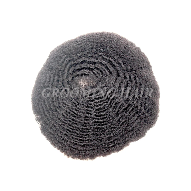 Ультратонкая кожаная основа афро мужской парик 6 мм волнистый из искусственной