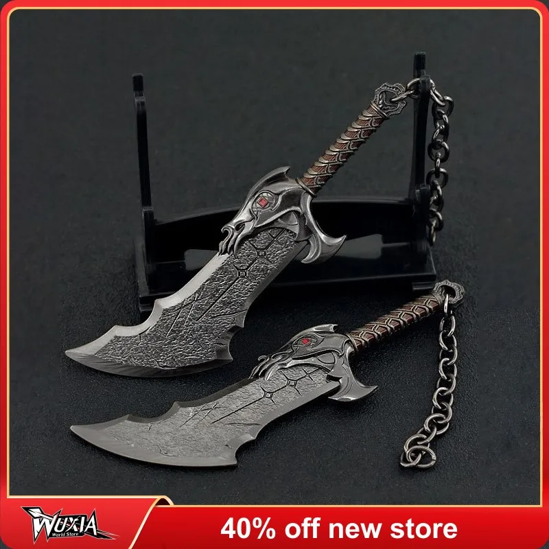 

God of War Blades of Chaos New Kratos Keychain Weapon Thor Hammer Weapon Katana Metal Sword Samurai Toys for Boys Children Gifts