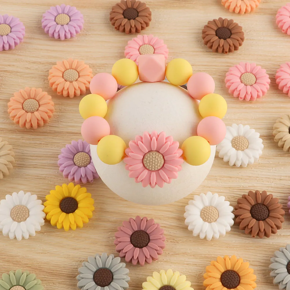 Baby Silicone Beads 50/100/200pcs Mini Flowers Teething Beads For Jewelry Making Bulk DIY Pacifier Chain Jewelry Accessories