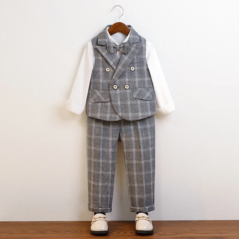 Детский жилет рубашка брюки с галстуком-бабочкой костюм из 3 предметов для