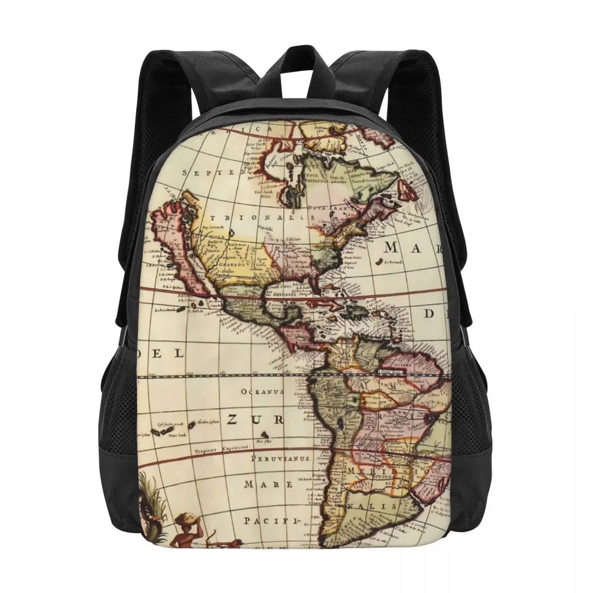

Map Of The Americas Backpack Vintage Workout Backpacks Student Unisex Kawaii High School Bags Design Soft Rucksack