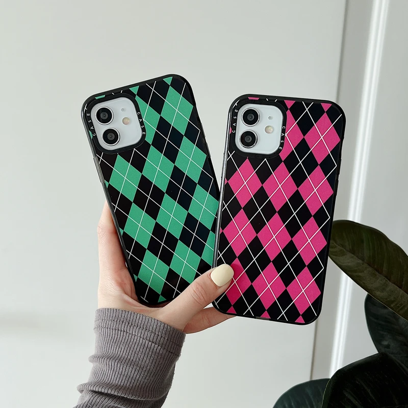

Retro Art Classic Checkerboard Grid Shockproof Soft Phone Case For iPhone 11 12 13 Pro Max X Xr Xs Max 7 8 Puls SE 2 Cover Capa