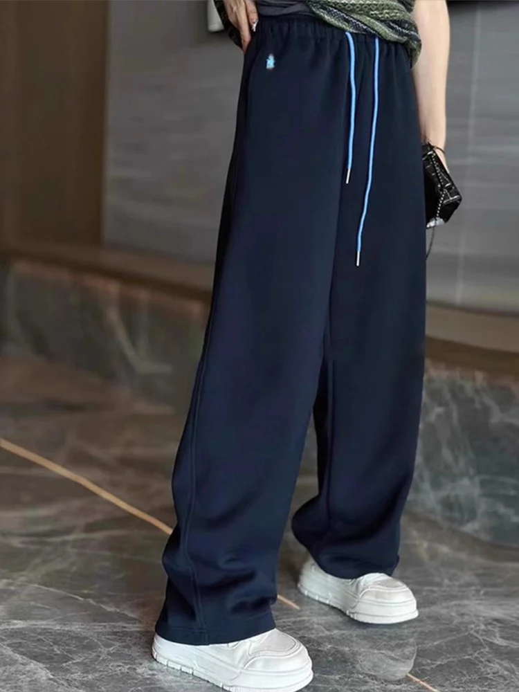 Plus Size 2024 Winter New Small Fashion Loose Wide Leg Straight Pants High Waist Slimming Casual Sle Yellow Women