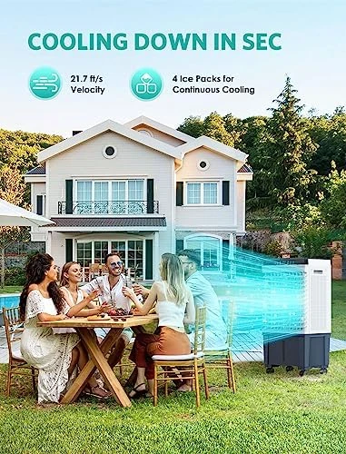 

Choice 3-in-1 Evaporative Air Cooler, 1300CFM Swamp Cooler with 12H Timer, Remote Control, 4 Ice Packs & 5.3 Gal Water Tank,