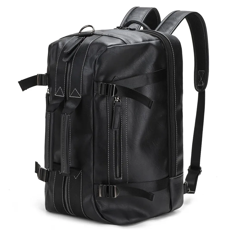 Men's Large Bag Pu Leather Laptop Bag Portable One Shoulder Handbag Business Travel Backpack Large Capacity Commuting Schoolbag