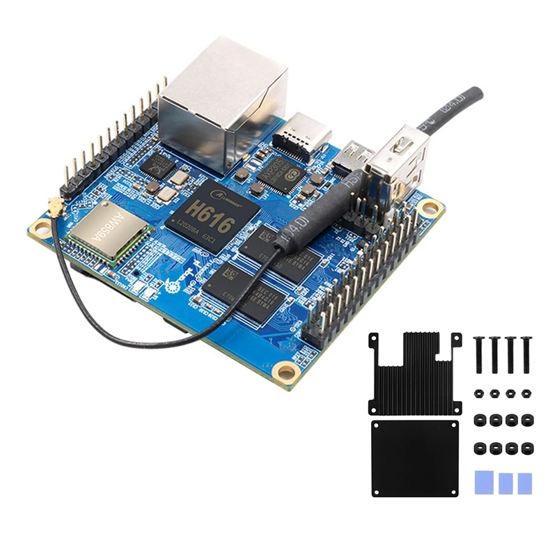 

For Orange Pi Zero2 Development Board+Heat Sink 1GB DDR3 RAM Allwinner H616 Gigabit LAN Wifi BT5.0 Run Android Linux