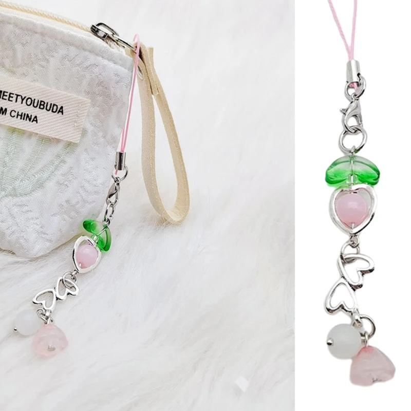 

Sweet Cool Bowknot Heart Hanging Pendant Phone Strap Bag Decoration Drop shipping