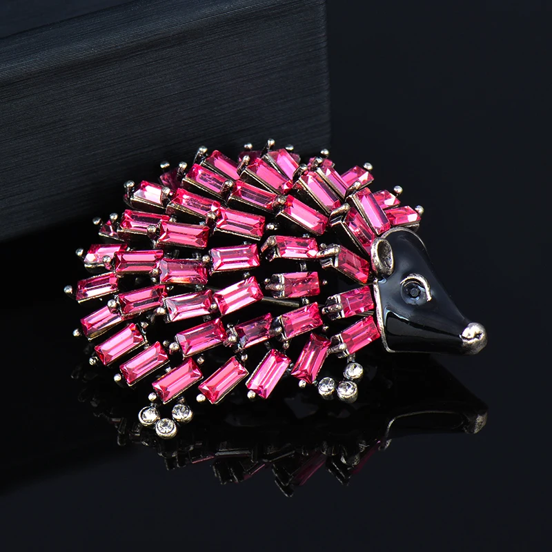 

LEEKER Trend Solid Hedgehog Brooch For Women Pink Cubic Zircon Pin Retro Animal Fashion jewelry 2022 New Arrival 153 LK6