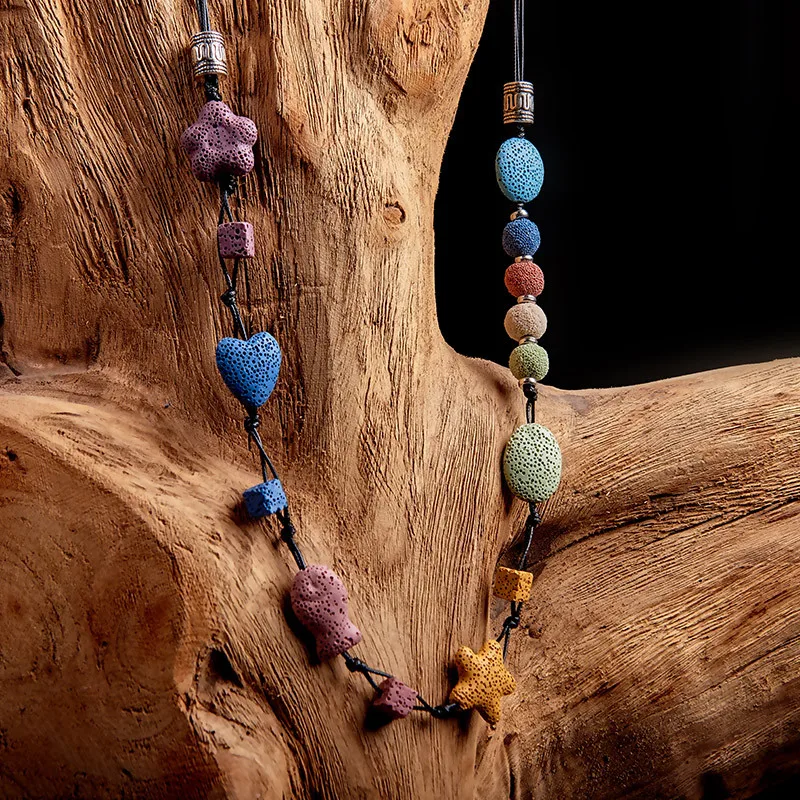 15/19pcs Natural Volcano Lava Stone Heart Shape Colorful Loose Crafts Beads For DIY Necklace Bracelets Earring Jewelry Making