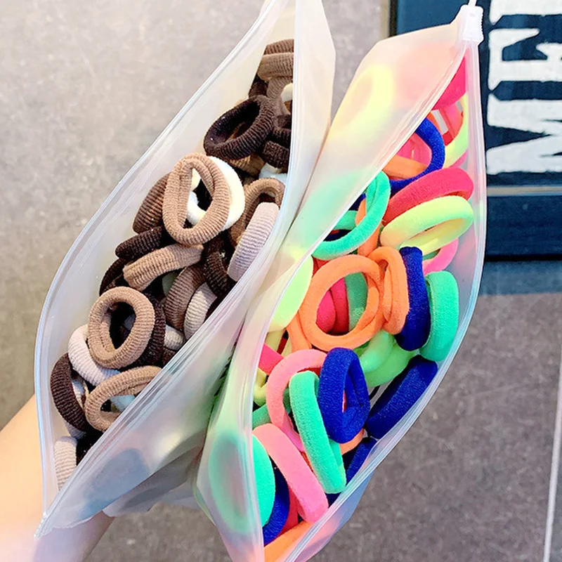 

50Pcs/Set Kids Girls Candy Colorful Nylon Small Elastic Hair Bands Children Ponytail Holder Scrunchie Headband Hair Accessories