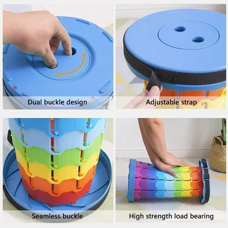 Портативный табурет-гармошка с регулируемой высотой для дома и игровой комнаты