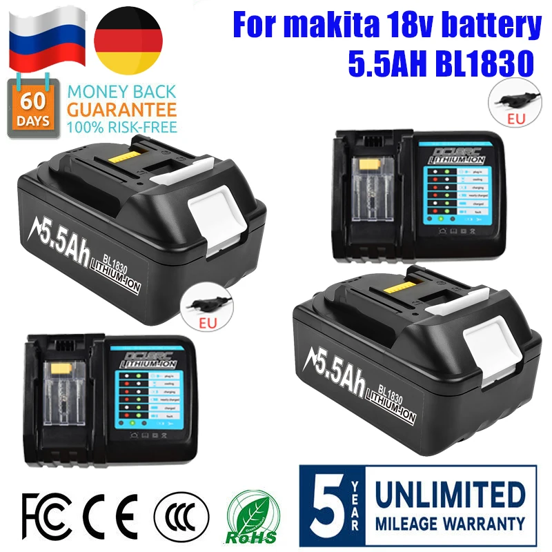 

2022 Upgraded 18V Battery for Makita BL1830 BL1850B BL1850 BL1840 BL1860 BL1820 BL1815 Replacement Lithium Battery