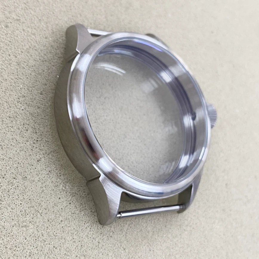 42MM Watch Case Stainless Steel See-through Bottom Case Sand Case Masonry Handle for ETA 6497/ST3600 Movement Watch Parts