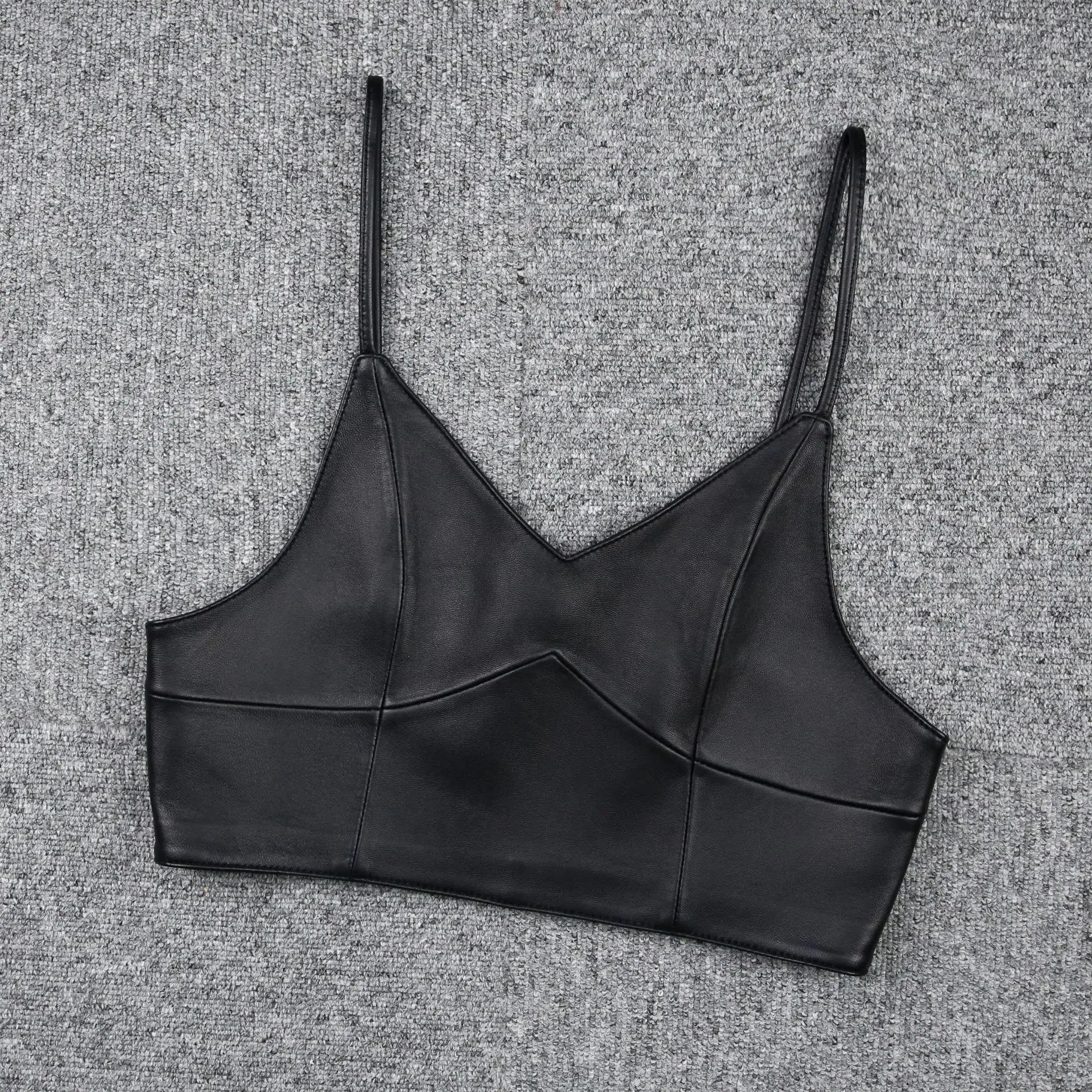 2022 New Simple And Versatile Basic Zipper Vest Leather Sheepskin Small Sling E24