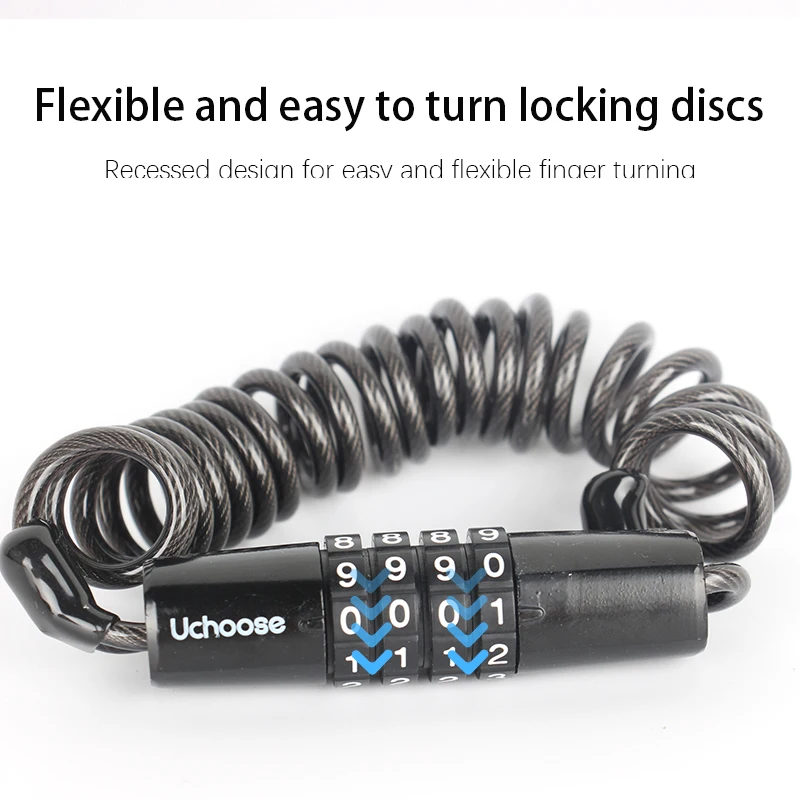 Велосипедный замок с 4-значным кодом стальной трос безопасный пароль для