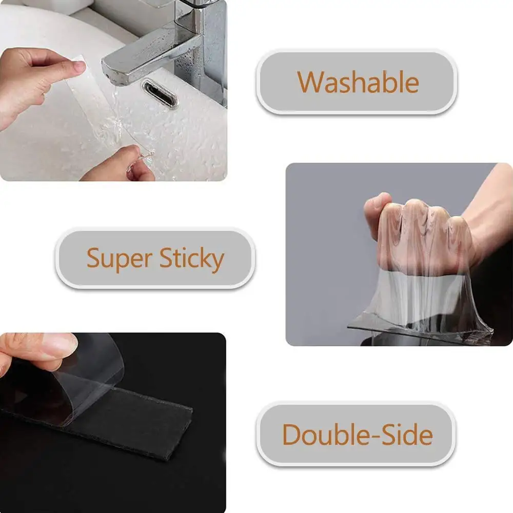 

NEW Double Sided Tape Heavy Duty - 2 Rolls Nano Tape Double Sided Mounting Tape for Walls, Traceless Removable Carpet Tape