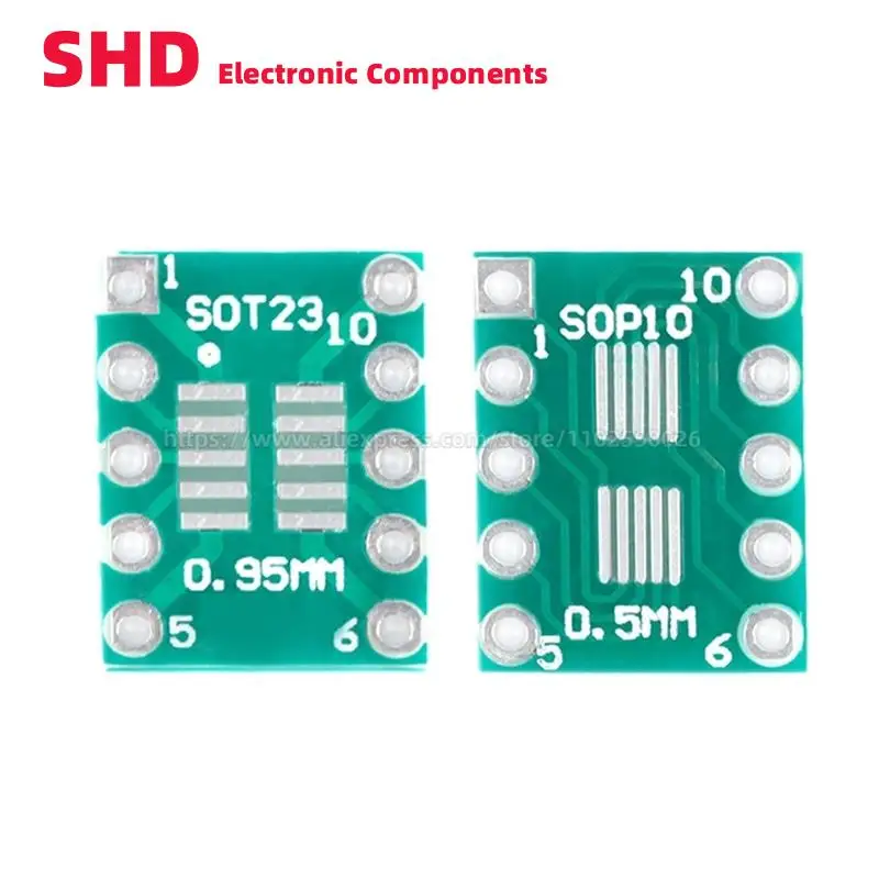 

10PCS SOT-23 SOT23 MSOP10 SOP-10 to DIP 10 PCB Transfer Board DIP Pin Board Pitch Transistor IC Adapter plate Conversion board
