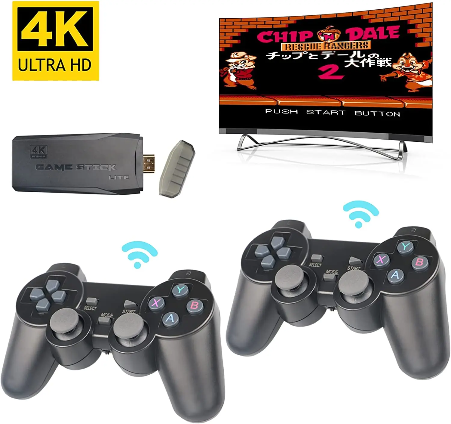 

4K HD 2.4G Video Game Console Double Wireless Controller For PS1/FC/GBA 10000 Games Stick 64G Retro TV Handheld Game Console