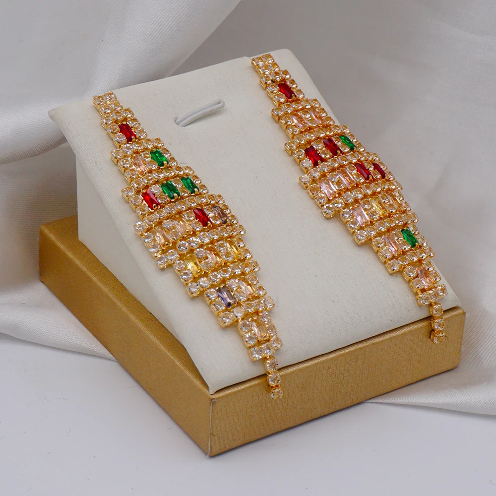 

Изящные стразы, Длинные большие висячие серьги с бахромой, аксессуары для девочек, висячие серьги с кристаллами, ювелирные изделия для свад...